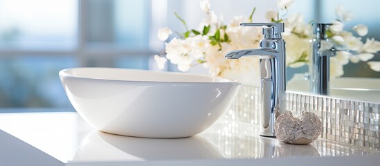 Sink and basin in a luxurious bathroom