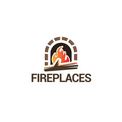 Modern Colorful FIRE PLACES bonfire logo design