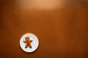 Little Christmas Gingerbread Man Cookie on a Plate