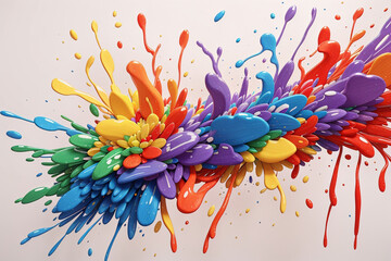 Creative digital picture of 3d liquid paint splash with colors and frozen moment created using ai technology