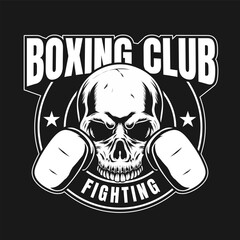 boxing club design with skull drawing