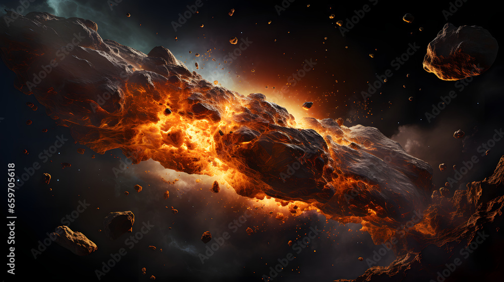Wall mural a meteor isolated in space
