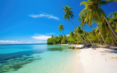Stunning tropical island beach with palm trees