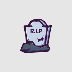 vector hand drawn halloween headstone vector icon illustration