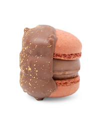 One delicious sweet macaron isolated on white
