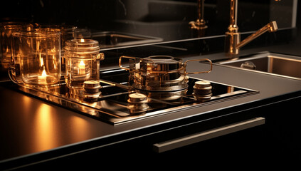 Modern cook metal appliance kitchen stove cooker