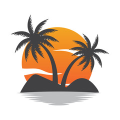 Fototapeta na wymiar Coconut Tree Logo Design, Beach Plant Vector, Palm Tree Summer, Illustration Template