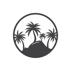 Coconut Tree Logo Design, Beach Plant Vector, Palm Tree Summer, Illustration Template