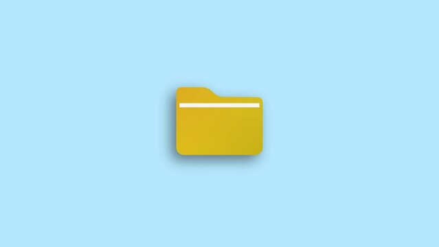 Flat folder icon, Yellow folder file icon. Archive document simple animation background. k1_1617