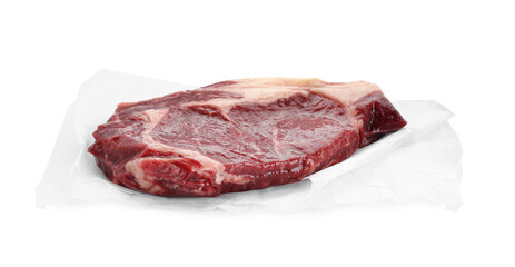 Piece of fresh beef meat isolated on white