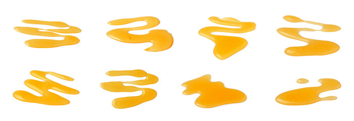 Sweet golden honey isolated on white, set © New Africa