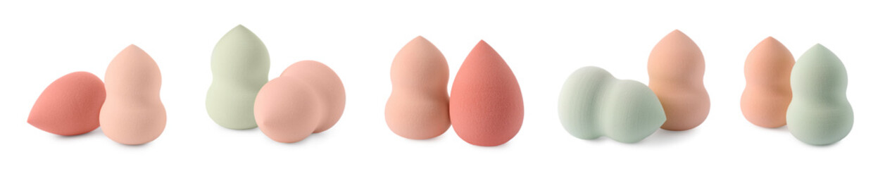 Set of different make-up sponges isolated on white