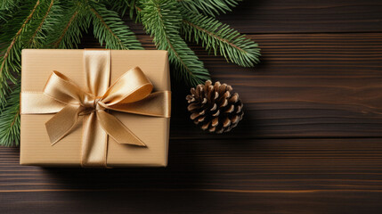 Fototapeta na wymiar Christmas background. gift boxes on wooden table.