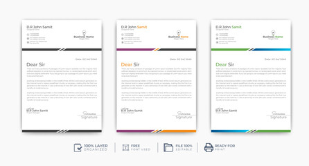 Fototapeta na wymiar Corporate Letterhead Design Template. It’s made with Adobe Illustrator and easily editable text, logo, color, image, and all layers are properly organized.
