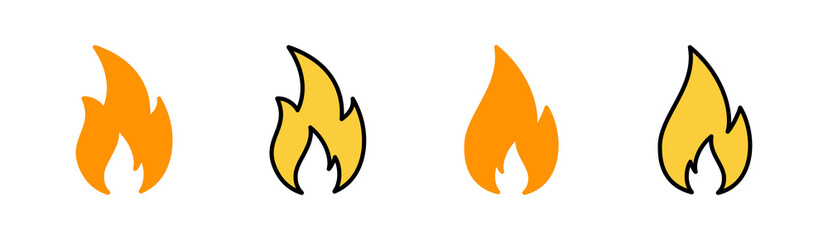 Fire icon set for web and mobile app. fire sign and symbol