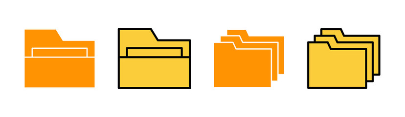 Folder icon set for web and mobile app. folder sign and symbol