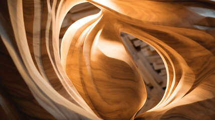 A wooden and stone abstract sculpture
