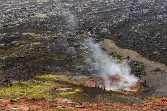 Landmannalaugar, a location in Iceland's Fjallabak Nature Reserve in the Highlands. The area is  largely known for its natural geothermal hot springs and surrounding landscape. 
