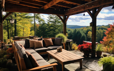 Fototapeta premium Comfortable seating on outdoor deck