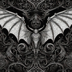 Gothic style bat decorative illustration, halloween invitation