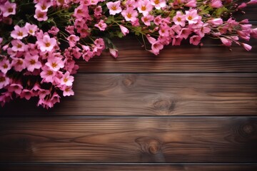 Fototapeta na wymiar Ethereal Floral Arrangement Against Rustic Wooden Backdrop Evokes the Beauty and Serenity of Nature