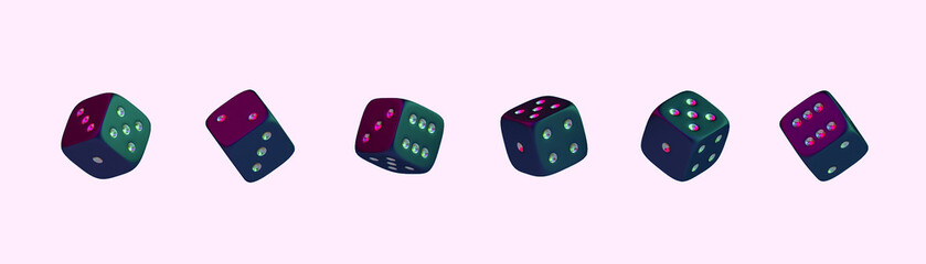 3d illustration of dices on white background.