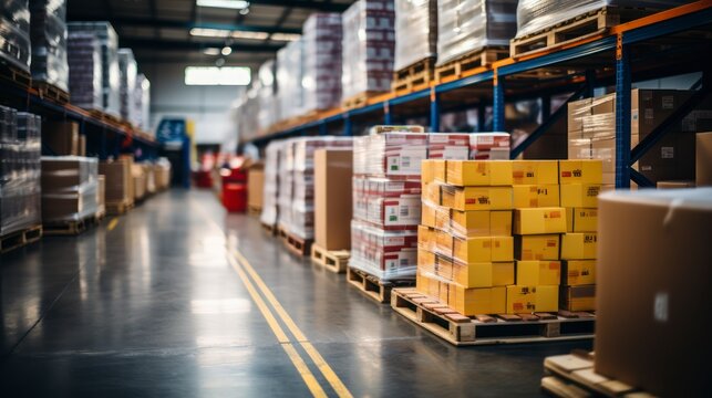 Warehouse Stocked with Products Represents the Complex Logistics of Modern Commerce