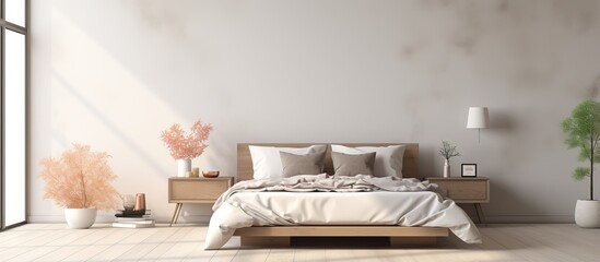 Scandinavian illustration of a white bedroom