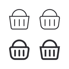Shop basket icon set on white