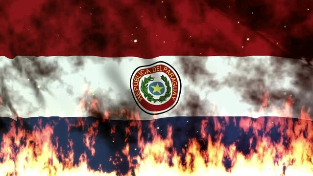 パラグアイの国旗と炎