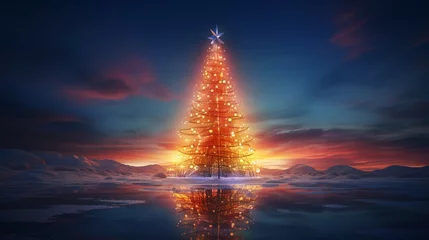 Fotobehang christmas tree in the night generated by AI © sdk