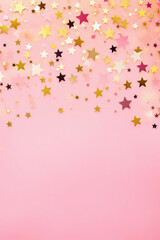 Colorful stars on pink background.