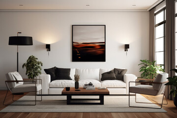Sleek and Minimal Living Room with Stylish Furnishings