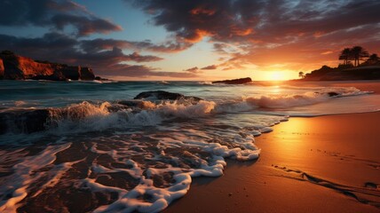 Fototapeta na wymiar Beach Sunset, Sunset view over the sea at the beach