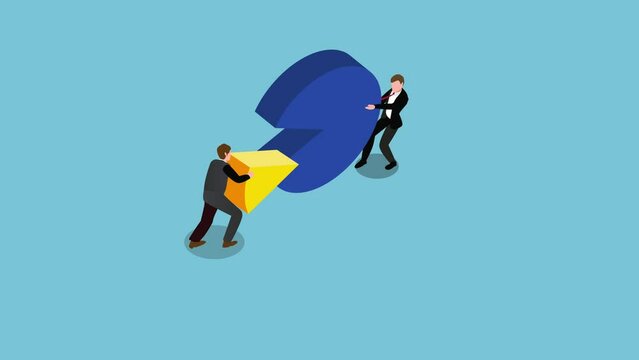 Business people with pie chart