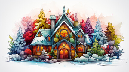 Colourful - Colorful home illustration similar to holiday setting - Created using Generative AI