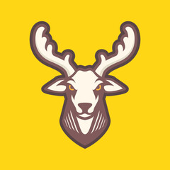 deer long horn mascot character cartoon modern colorful sticker logo design vector icon illustration