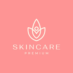 beauty feminine flower plant cubs geometric line style minimalist logo design vector icon illustration