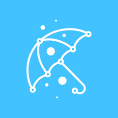 raining umbrella technology line style simple minimalist logo design vector icon illustration