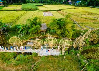 Water wheels of the ethnics farmers in Pu Luong, Vietnam