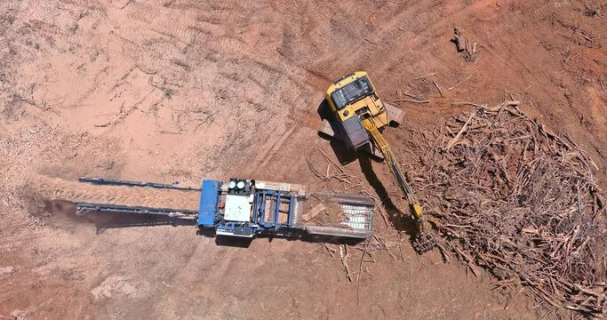 Used industrial wood tree root shredder for chopped at construction site