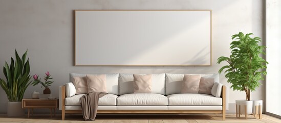 of a living room interior with a frame mockup