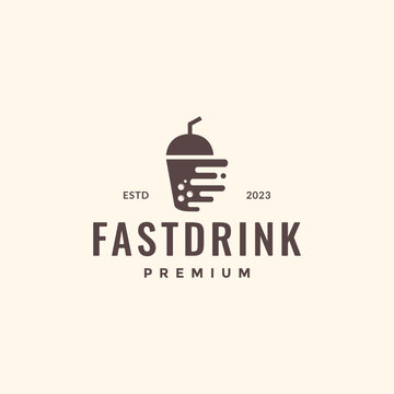 fast drink booking bubble fresh ice hipster style vintage logo design vector icon illustration