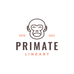 monkey primate portrait simple mascot cartoon line minimal hipster logo design vector icon illustration