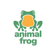 green frog amphibian mascot clean flat cartoon character cute colorful modern logo design vector icon illustration