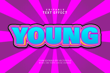 Young editable text effect 3 dimension cartoon style