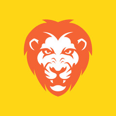 lion portrait mane fang beast wildlife flat clean modern colorful mascot character sticker logo design vector icon illustration