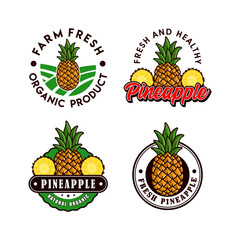 Pineapple fruit logo design collection
