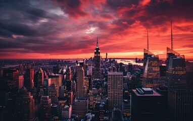 Fototapeta na wymiar New york city at sunset