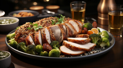 A succulent pork roast perfectly cooked UHD wallpaper Stock Photographic Image